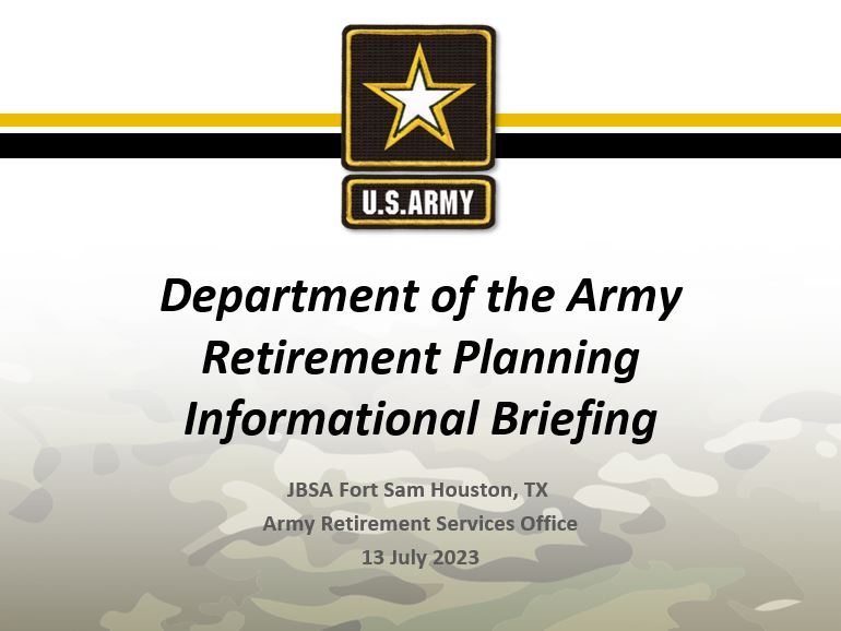 Department of the Army Retirement Planning Informational Briefing